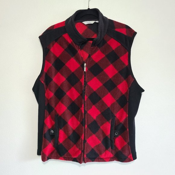 Great Northwest Clothing Company Jackets & Blazers - Great Northwest Indigo Red Black Plaid Fleece Vest